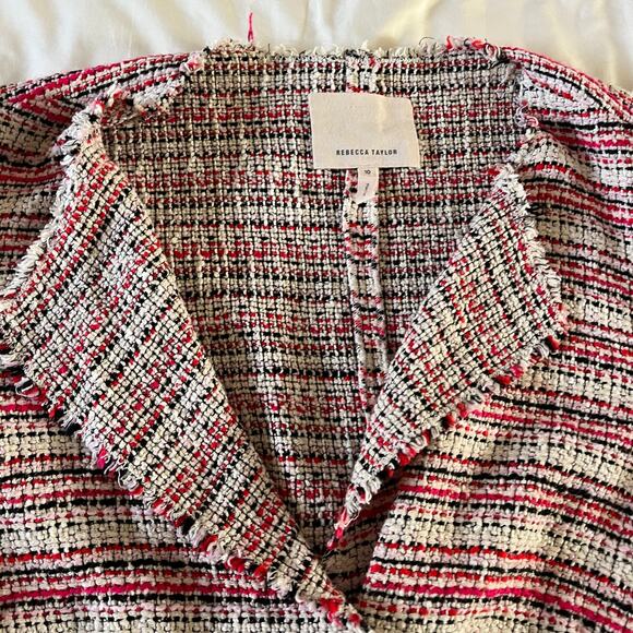 Rebecca Taylor Striped Tweed Double Breasted Blazer Jacket Wmns 10 Career Office - Picture 3 of 14